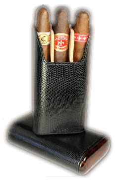 Brizard 3 Cigar Case Lizard Black - Click for details