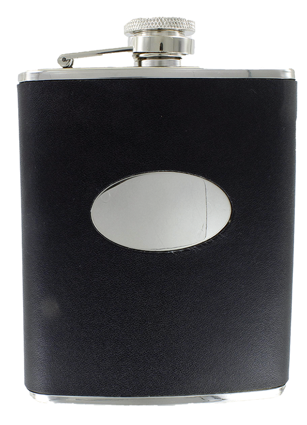 Stainless Steel Leather Wrapped Flask 6oz - Click for details