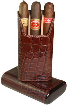 Brizard 3 Cigar Case Croco Tobacco