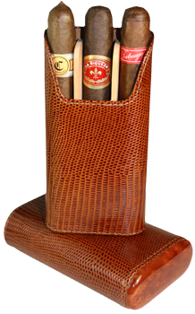 Brizard 3 Cigar Case Lizard Havana - Click for details