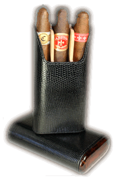 Brizard 3 Cigar Case Lizard Black