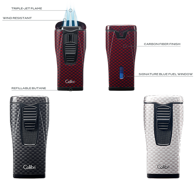 Colibri Monaco Carbon Fiber White Cigar Lighter