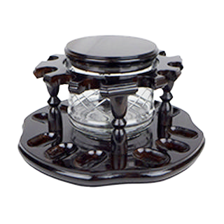 Woodmere 12 Pipe Rack & Tobacco Jar Walnut - Click for details